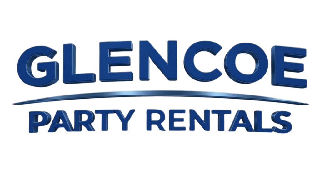 Glencoe Party Rentals footer logo — powered by The DAM Lab and Jump Guy Party Rentals