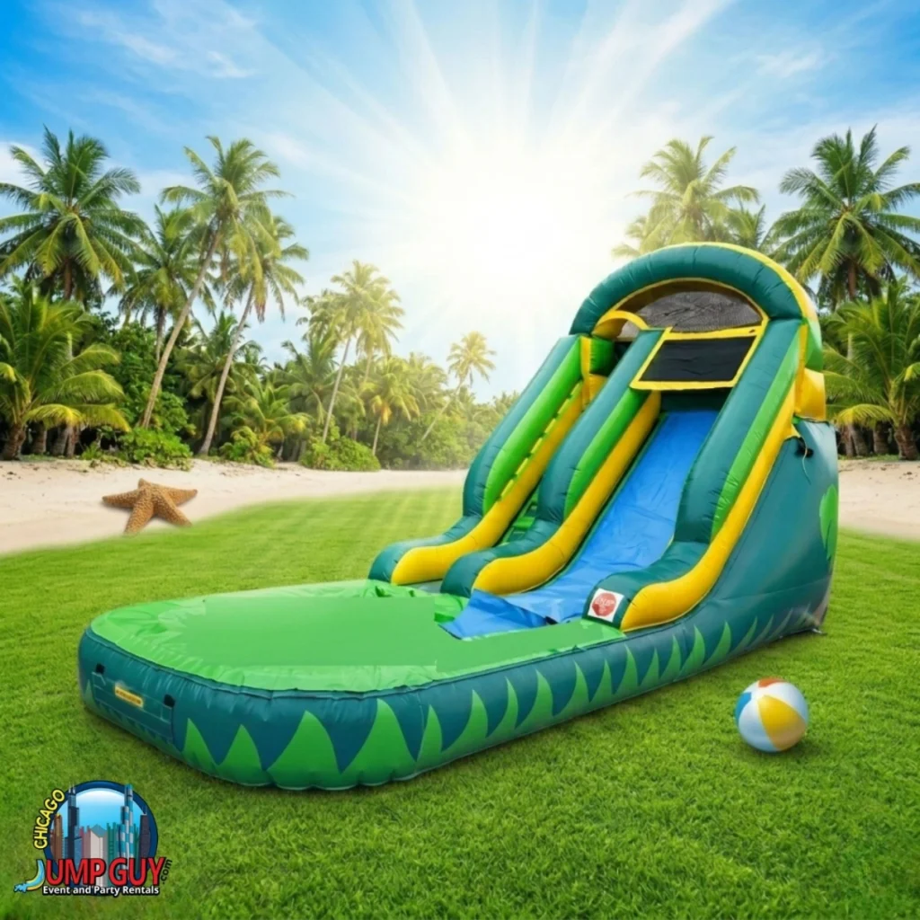 13ft Palm Tree backyard water slide rental for birthday parties in Glencoe IL
