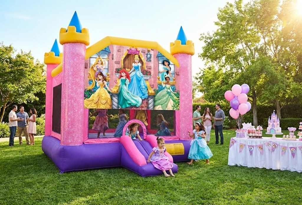 Bounce house rentals what we offer category card for Glencoe IL showing themed inflatables and combo units for 60022