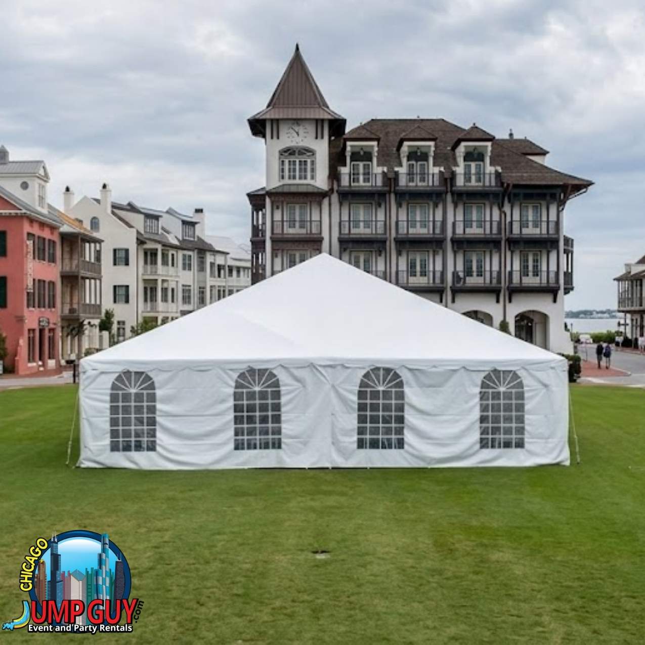 Side walls for Keder and high peak frame tent rentals for full weather enclosure at Glencoe IL lakefront events