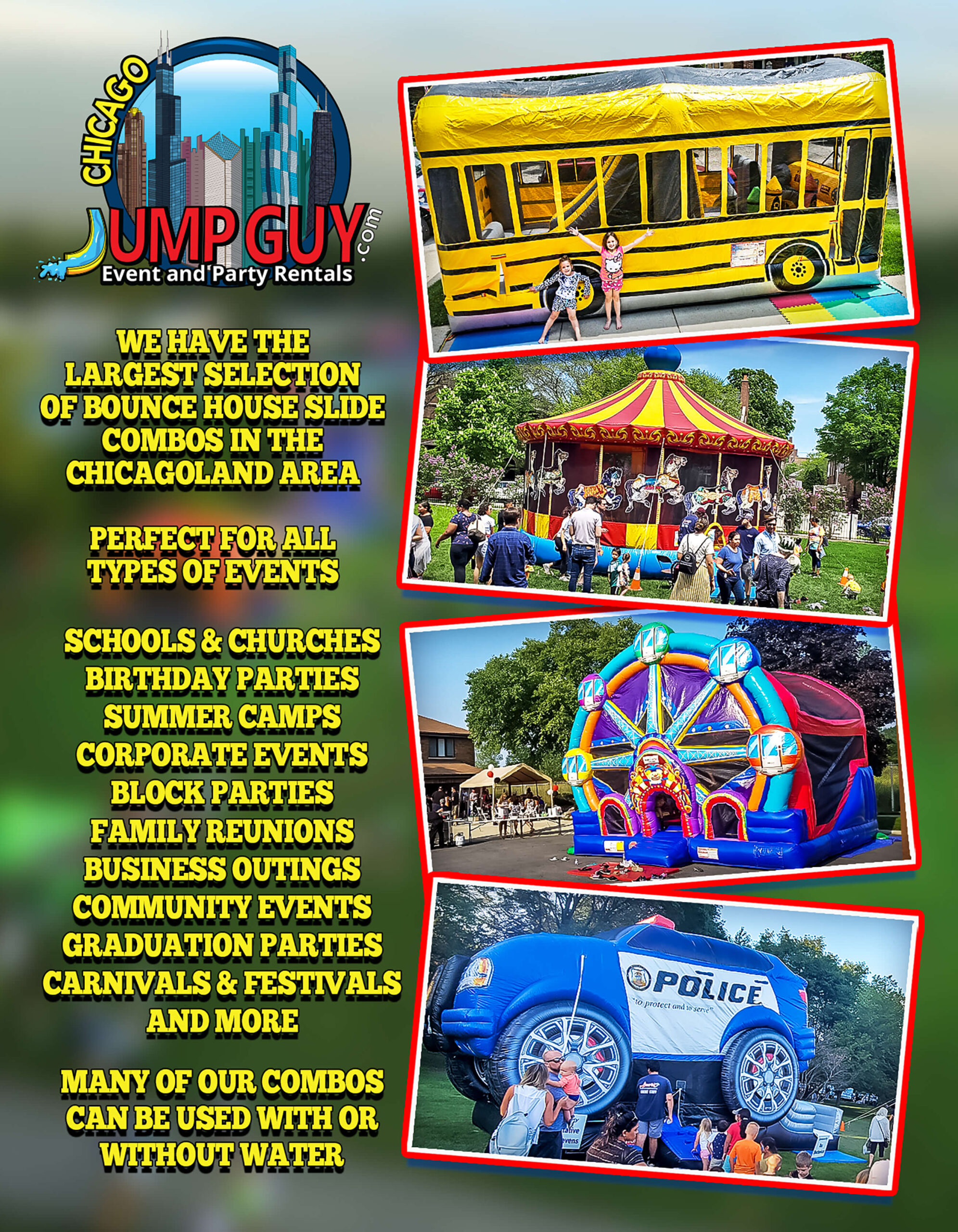 Jump Guy tent rental safety and quality standards showing Illinois DOL registration and COI documentation for Glencoe IL Park District venues