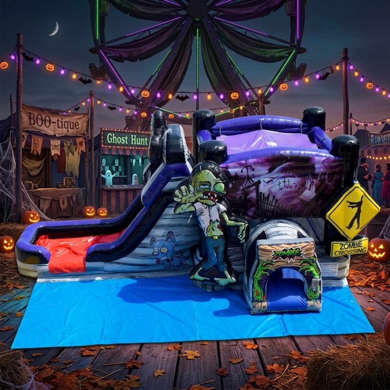 Zombie bounce house combo themed inflatable rental for fall events and Halloween parties in Glencoe IL 60022